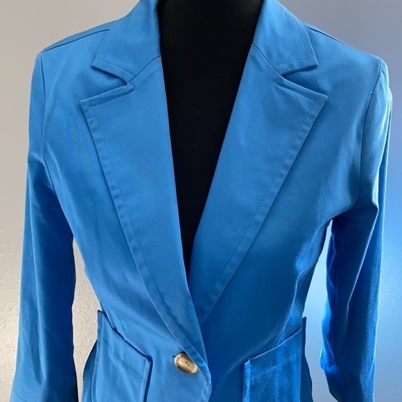 Light blue blazer size 8 shoulder pads - Picture 5 of 8